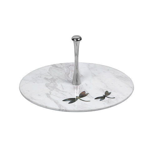Marble Single Tier Tray with Handle